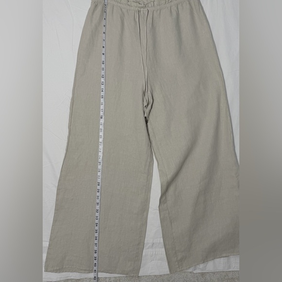 Zara Cream Wide-Leg Linen Drawstring Pants - Picture 5 of 14